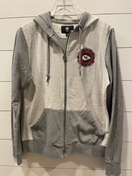 NFL Tops - NFL Kansas City Chiefs Two-Tone Gray Zip Graphic Hoodie Size Womens Small